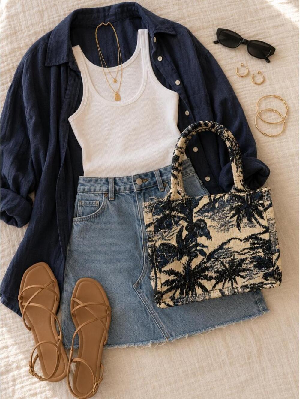 H&M mini tropical-print tote bag